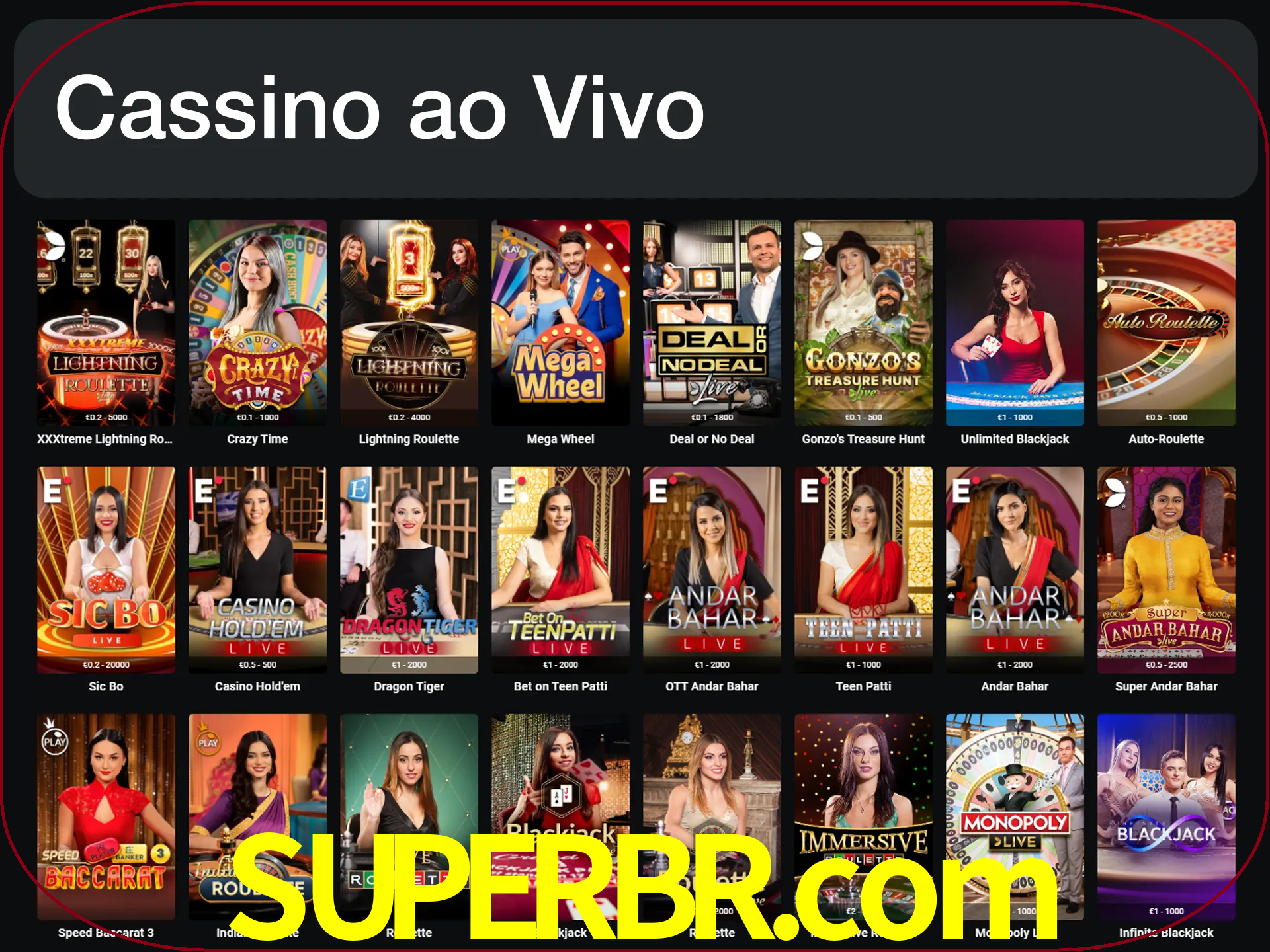 Jogue jogos de cassino com um verdadeiro dealer.