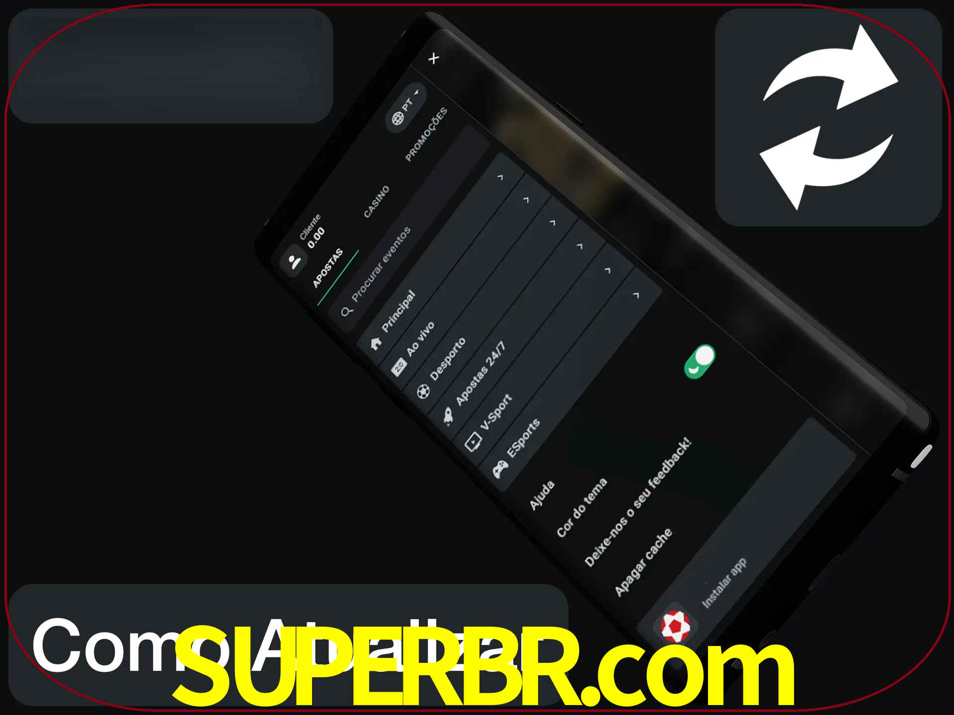 O aplicativo é atualizado automaticamente quando você faz o login.