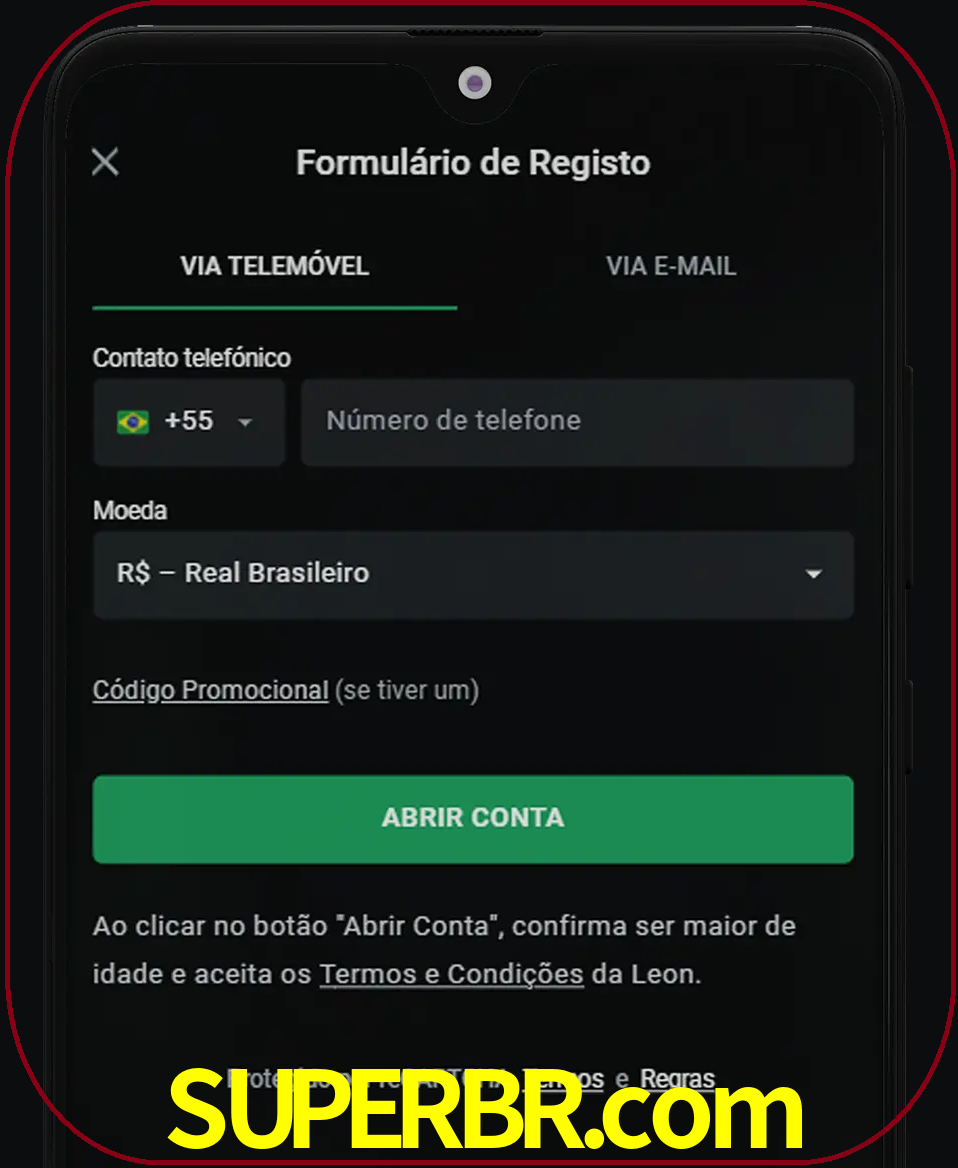 Abra o aplicativo e inicie o processo de registro.